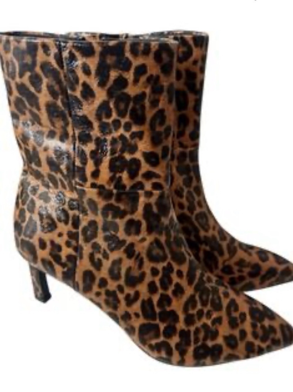 Dolce Vita Leopard Print Pointed Toe Ankle Boots - Brown/Black